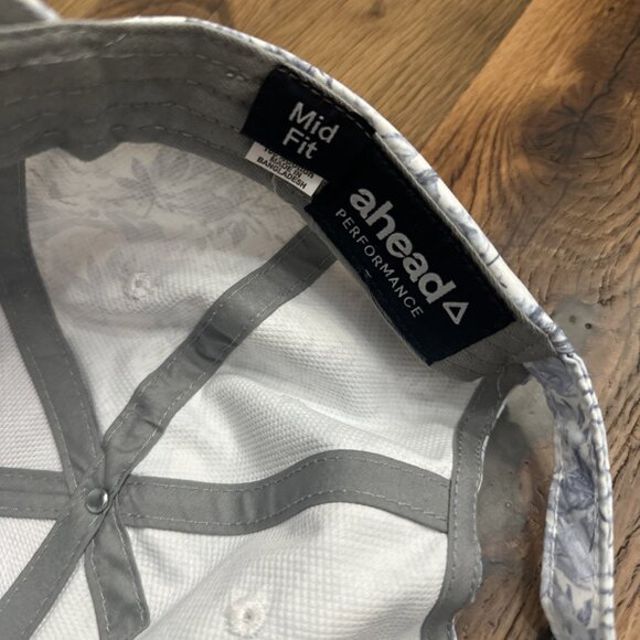 BVG Blue Leaf Pattern Baseball Hat Mid Fit Ahead Performance - Picture 6 of 7